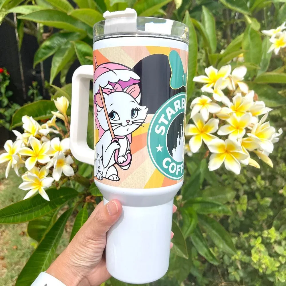 Disney Starbucks The Aristocats Marie 40 oz Tumbler/Water bottle/Mug wit…
